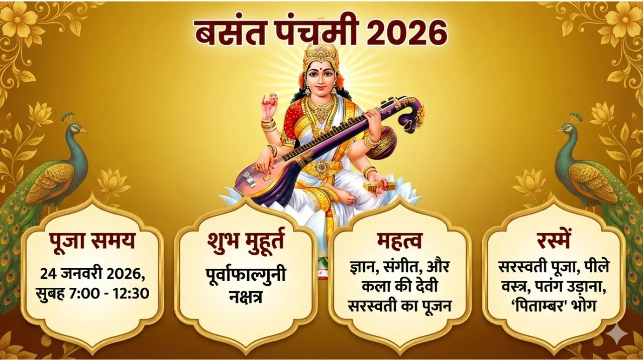 बसंत पंचमी 2026 पूजा समय, शुभ मुहूर्त, महत्व और रस्में